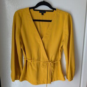 J. Crew Yellow Faux Wrap Dress Blouse | Size 8 | Style H2847